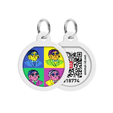 Адресник для собак та котів металевий WAUDOG Smart ID c QR паспортом,Д 25 мм 21