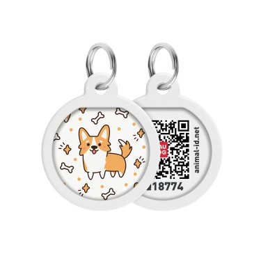 Адресник для собак та котів металевий WAUDOG Smart ID c QR паспортом,Д 25 мм 27