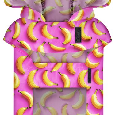 Дощовик-накидка з капюшоном для собак WAUDOG Clothes, малюнок "Банани на рожевому", XXS, А 23-26 см, B 30-36 см, З 15-20 см 10