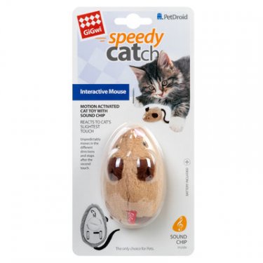 Іграшка для котів Інтерактивна мишка GiGwi speedy Catch штучне хутро, 9 см 1