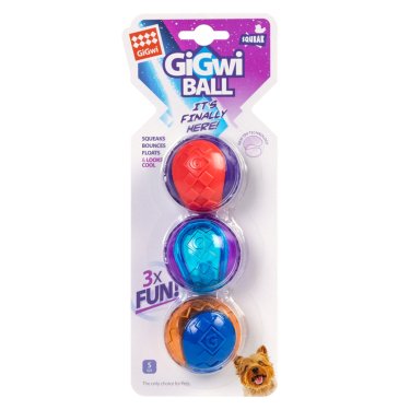 Іграшка для собак Три м'ячі з пищалкою GiGwi Ball, тенісна гума, 5 см 2