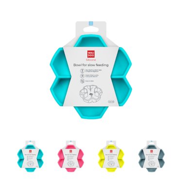 Миска для повільного годування WAUDOG Silicone, 750 мл, блакитний, рожевий, жовтий, сірий 4