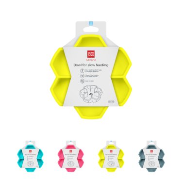 Миска для повільного годування WAUDOG Silicone, 750 мл, блакитний, рожевий, жовтий, сірий 8
