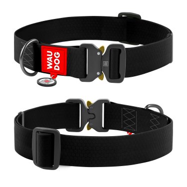 Нашийник для собак водостійкий WAUDOG Waterproof з QR-паспортом, металева пряжка-фастекс, Ш 15 мм, Дл 23-35 см, оранжевий 1