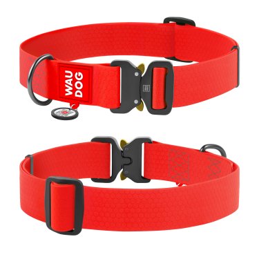 Нашийник для собак водостійкий WAUDOG Waterproof з QR-паспортом, металева пряжка-фастекс, Ш 15 мм, Дл 23-35 см, оранжевий 3