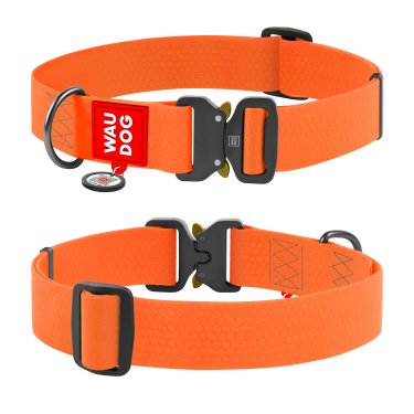 Нашийник для собак водостійкий WAUDOG Waterproof з QR-паспортом, металева пряжка-фастекс, Ш 15 мм, Дл 23-35 см, оранжевий 4