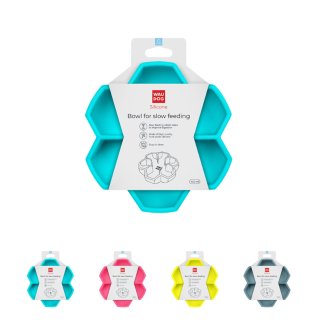 Миска для повільного годування WAUDOG Silicone, 450 мл, блакитний,жовтий,розовий,сірий